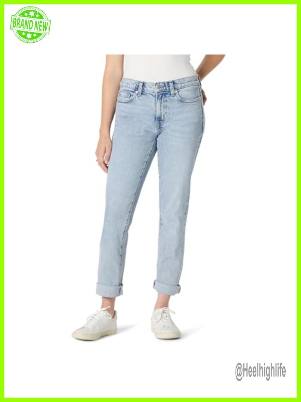 Mid-Rise Boyfriend Crop Jeans Low Stretch Cotton